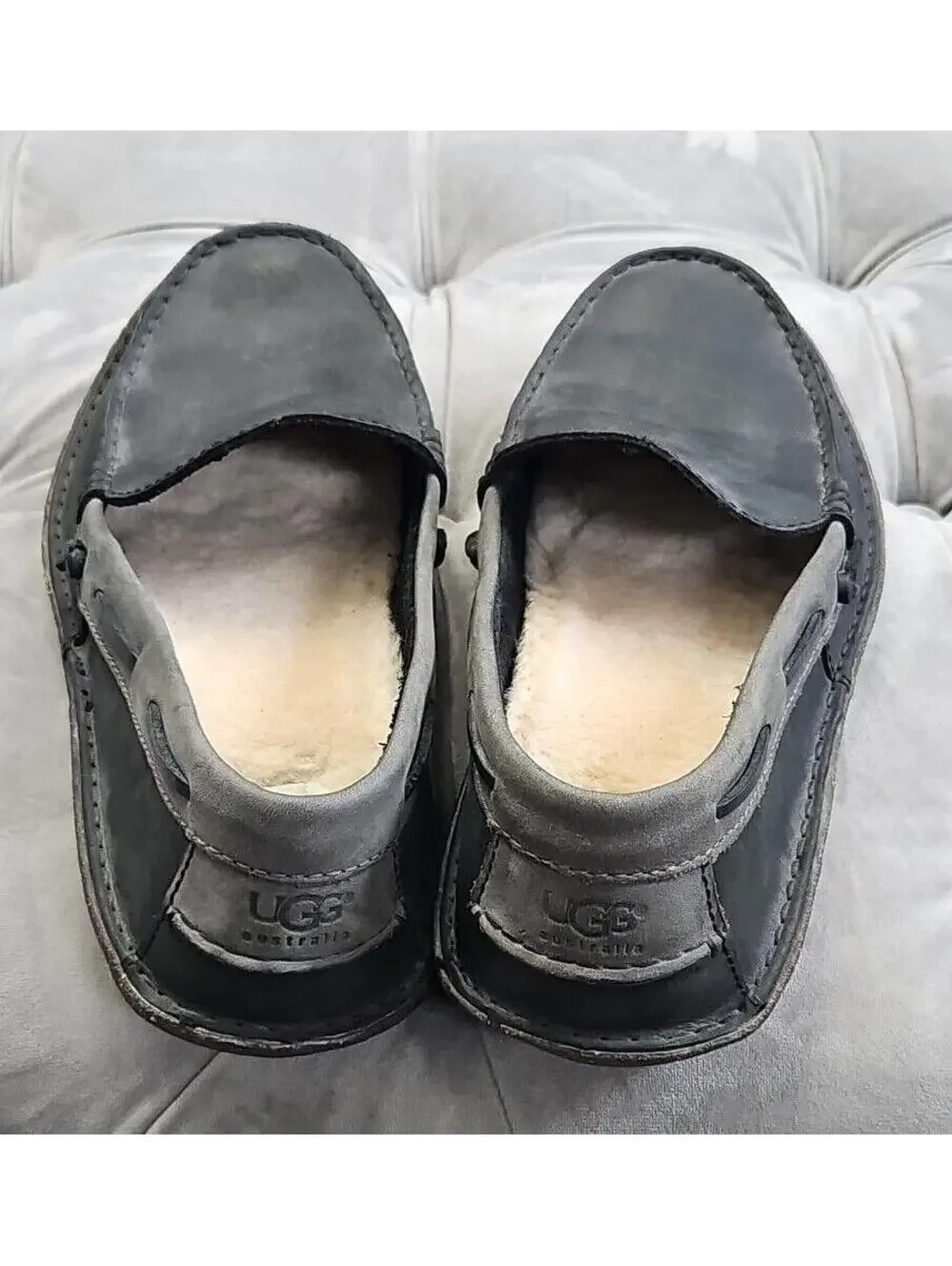 UGG Australia 1005715 Gray Suede Boat Shoes Loafers Mens Flats Slippers 10